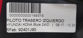 HYUNDAI KONA Style 2WD PILOTO TRASERO IZQUIERDO