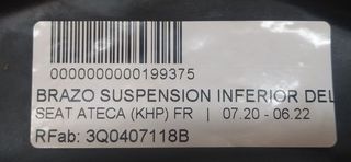 SEAT ATECA (KHP) FR BRAZO SUSPENSION INFERIOR DELANTERO DERECHO