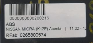 NISSAN MICRA (K12E) Acenta ABS