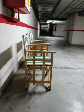 2 Sedie da regista pieghevoli in legno e tela a righe