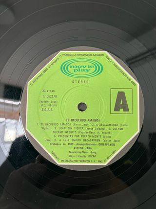 Victor Jara - Te Recuerdo Amanda Vinilo