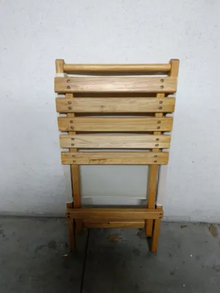 ❤️Silla plegable de madera y lona blancadeckchair