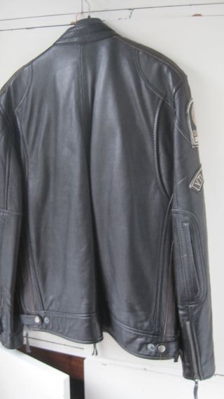 Cazadora Biker Cuero Retro Talla L