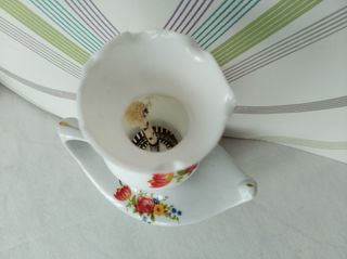 Candil de porcelana con flores 14cm