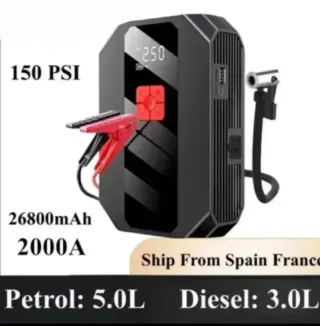 Compresor Arrancador 2000A 26800mAh 2 en 1