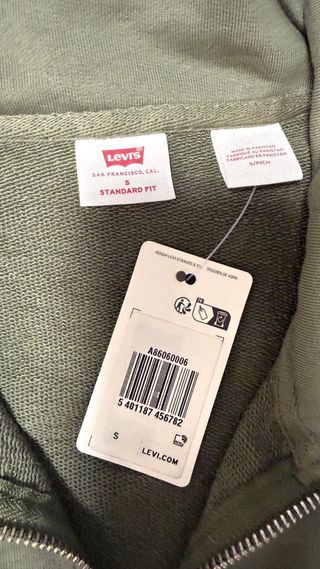 Sudadera Levi's Media Cremallera Verde Oliva