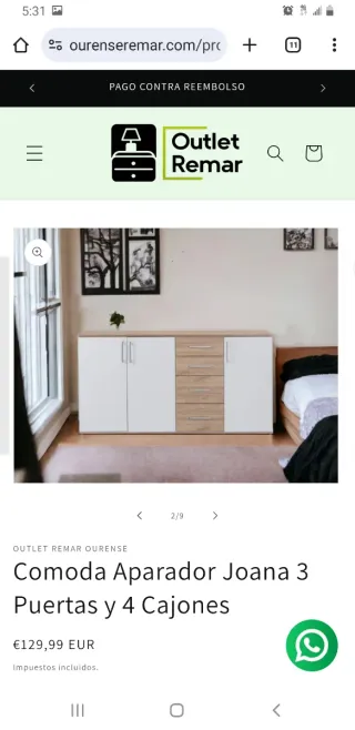 Cómoda Aparador Joana 3 Puertas 4 Cajones