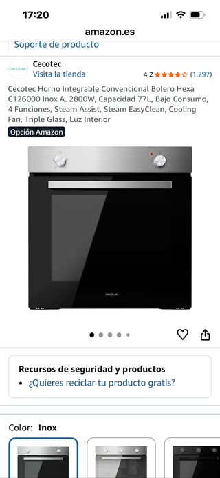 Horno Cecotec Integrable Bolero Hexa C126000