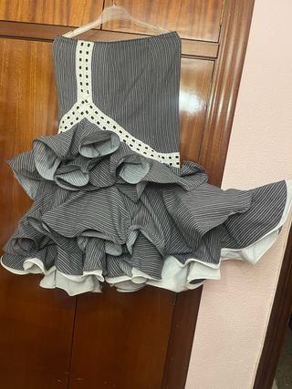 Falda flamenca rayas gris y blanco T38/40