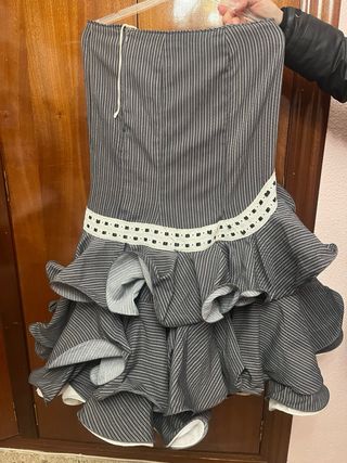 Falda flamenca rayas gris y blanco T38/40