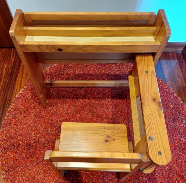 Pupitre infantil madera plegable vintage 70s