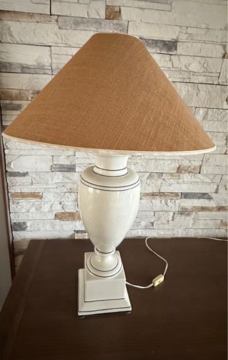 Lámpara de mesa cerámica y yute (80cm de altura)