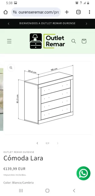 Cómoda Lara Remar Madera Blanca