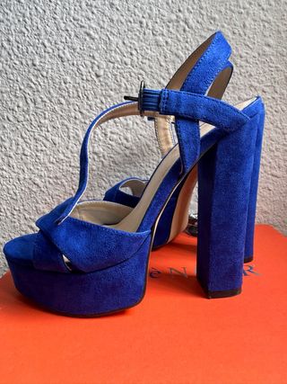 Sandalias CafeNoir Azul Tacón Plataforma