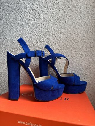 Sandalias CafeNoir Azul Tacón Plataforma