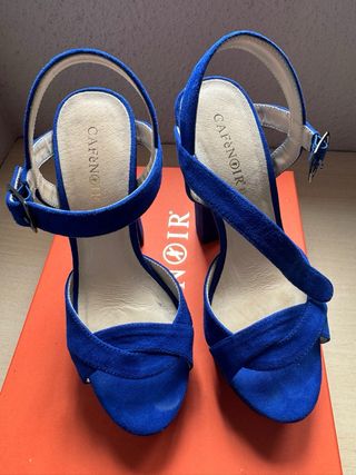 Sandalias CafeNoir Azul Tacón Plataforma