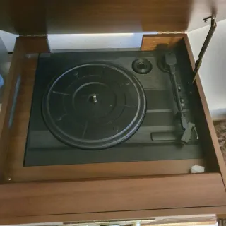 Tocadiscos Vintage Madera y Negro