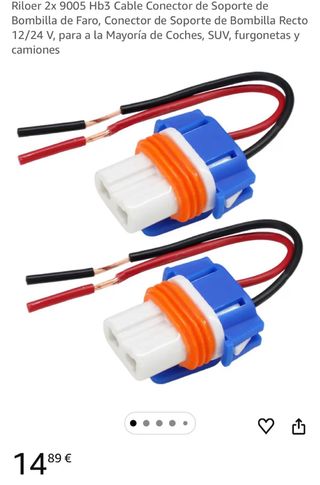 2x Conectores HB3 9005 Bombilla Faro 12/24V
