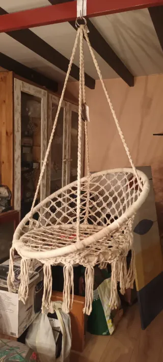 Hamaca de macramé colgante