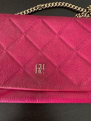 Bolso Carolina Herrera Vintage Rosa y Dorado