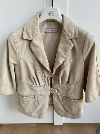 Giacca in pelle scamosciata Berna beige taglia 40