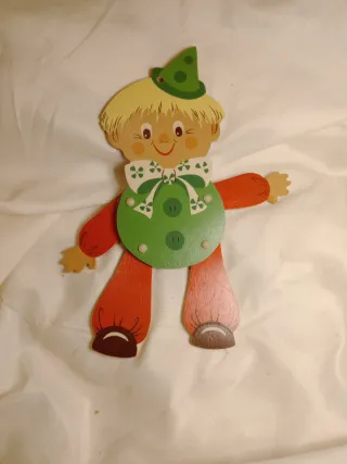 Lote marionetas madera: oso, gato, payaso,guardia.