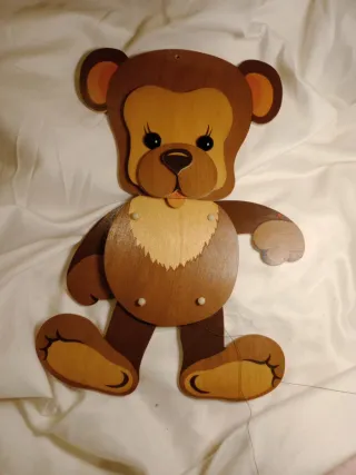 Lote marionetas madera: oso, gato, payaso,guardia.