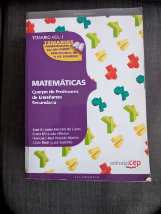 Temario oposiciones secundaria Matemáticas