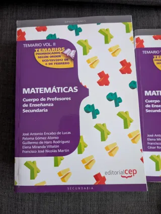 Temario oposiciones secundaria Matemáticas