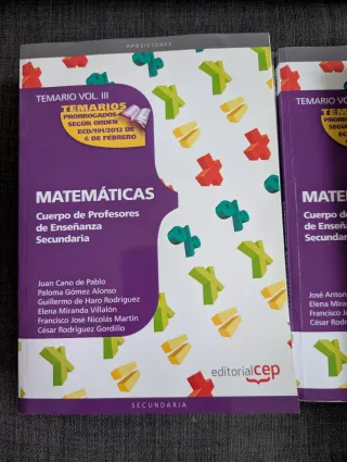 Temario oposiciones secundaria Matemáticas