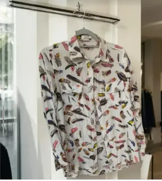 Camisa mujer tacto suave estampado plumas 38/36