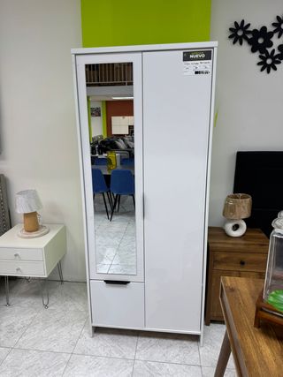 Armario Blanco con Espejo y Cajón