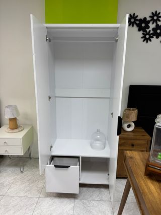 Armario Blanco con Espejo y Cajón