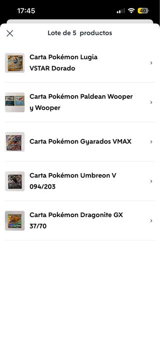 Lote 6 Cartas Pokémon Luis