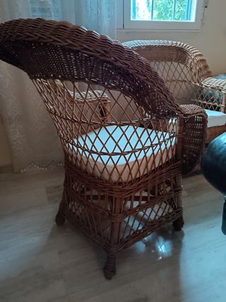Conjunto 2 Sillones Mimbre y Cojines
