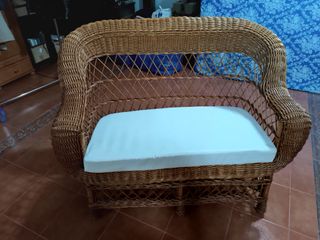 Conjunto 2 Sillones Mimbre y Cojines