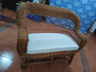 Conjunto 2 Sillones Mimbre y Cojines