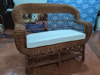 Conjunto 2 Sillones Mimbre y Cojines