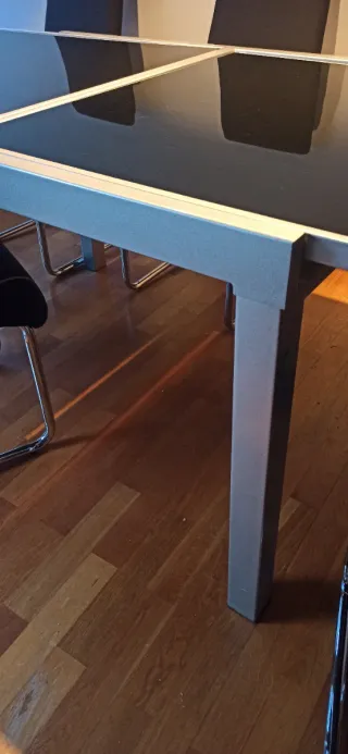 Tavolo da pranzo allungabile in acciaio e vetro 2,40m