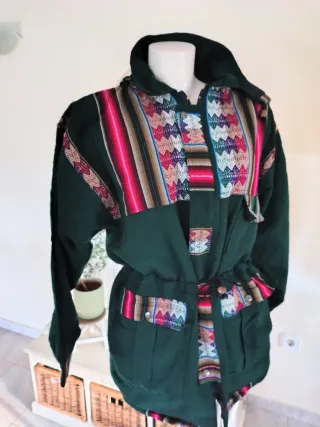 Chaqueta Boho Étnica Y2K con Capucha