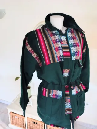 Chaqueta Boho Étnica Y2K con Capucha