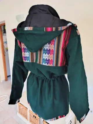 Chaqueta Boho Étnica Y2K con Capucha