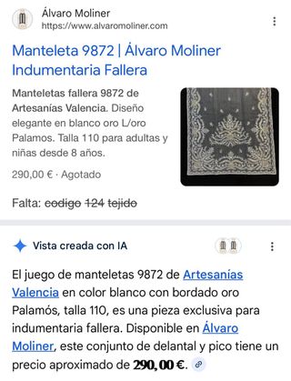 Manteleta de fallera adulta