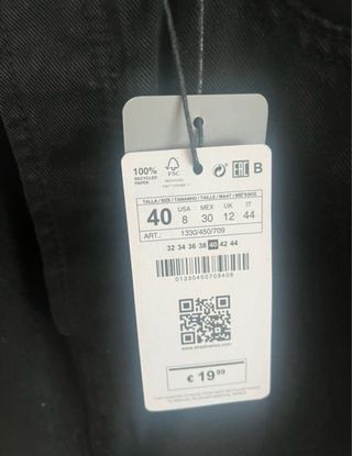 Falda denim negra Stradivarius Talla L