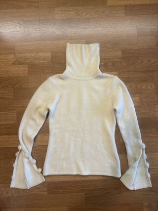 Jersey Angora Cuello Alto Blanco