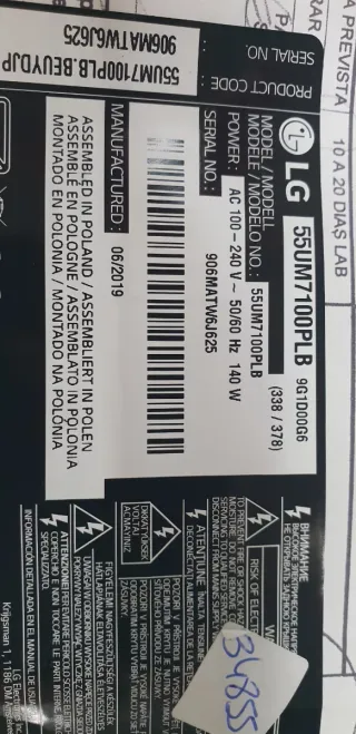 Placa Main TV LG 55UM7100PLB