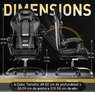 Silla Gaming Negra y Azul Nueva