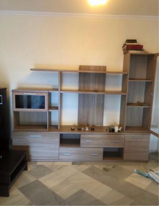 Mueble de salón modular madera y cristal