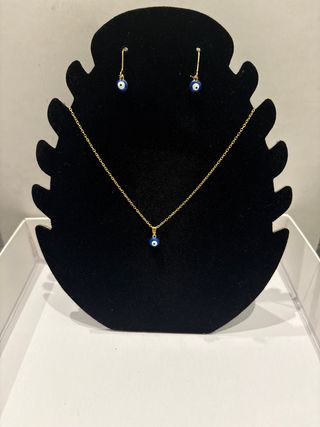 Conjunto collar y pendientes ojo turco