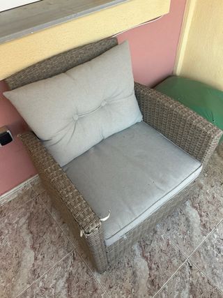 Sillón de terraza mimbre beige